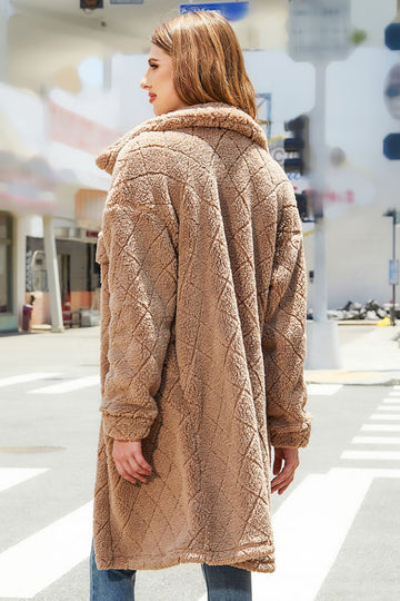 Abrigo midi de botones de vellón camel